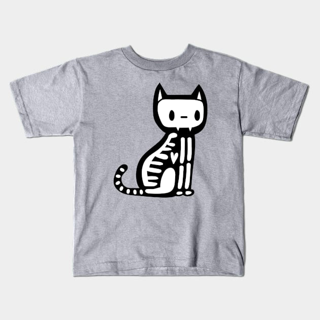 Halloween skeleton cat Kids T-Shirt by illulief
